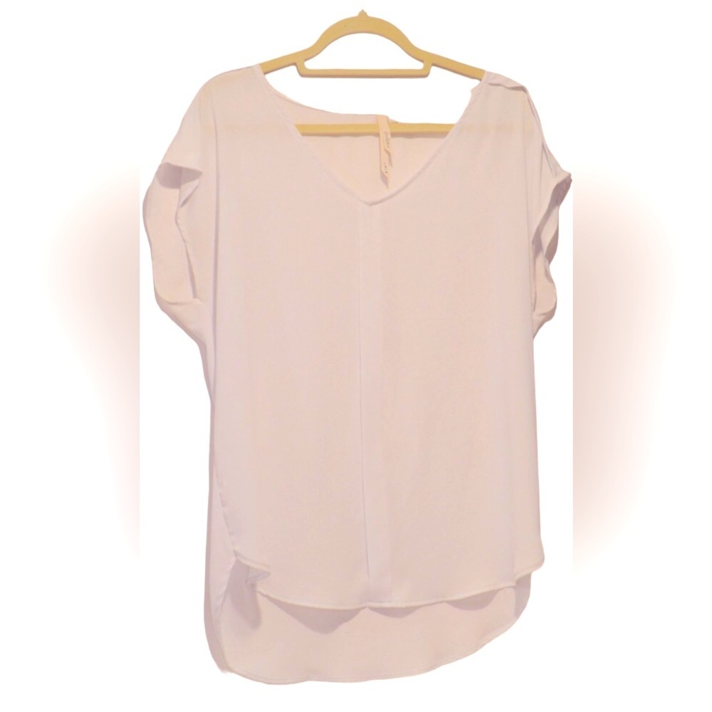 Bellatrix White Blouse Short Sleeve Women’s Size Medium Dressy Top